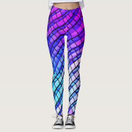 Trendig Lila Gradient Abstrakt Geometric Mönster Leggings