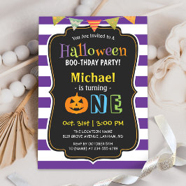 Trendig Lila Halloween Baby Första Födelsedagsfest Inbjudningar