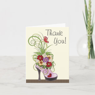 Trendig Lila High Heel Shoe and Flowers Tack Kort