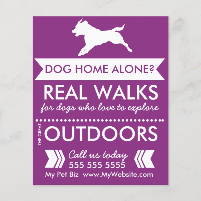 Trendig Lila Hund Silhouette Dog Walker Flyer (Framsidan)