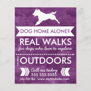 Trendig Lila Hund Silhouette Dog Walker Flyer