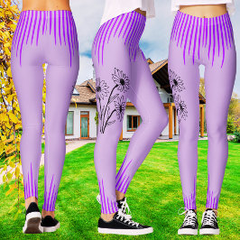 Trendig Lila Lilac Blommigt Rand Workout Women's Leggings