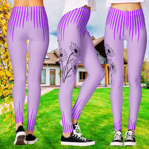 Trendig Lila Lilac Blommigt Rand Workout Women's Leggings