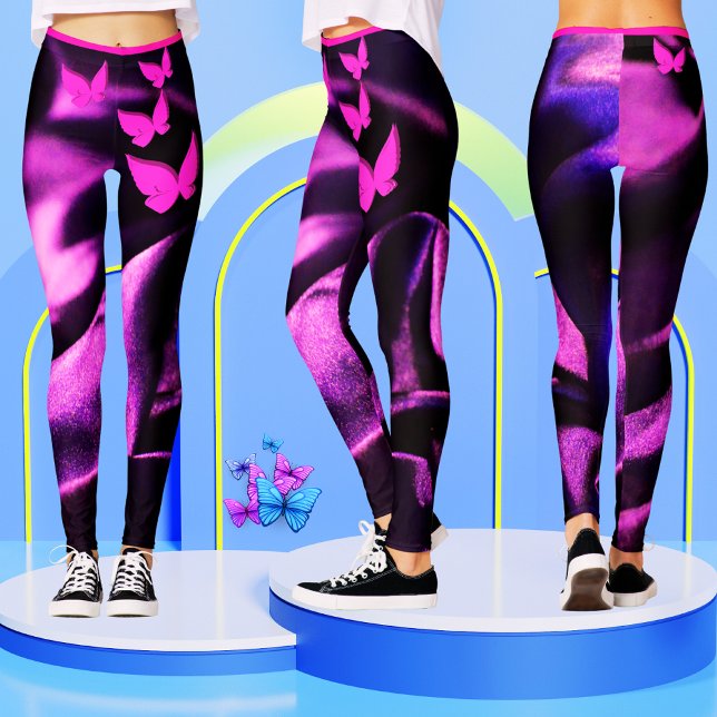 Trendig Lila Lilac Rosa Butterfly Women's Leggings (Skapare uppladdad)