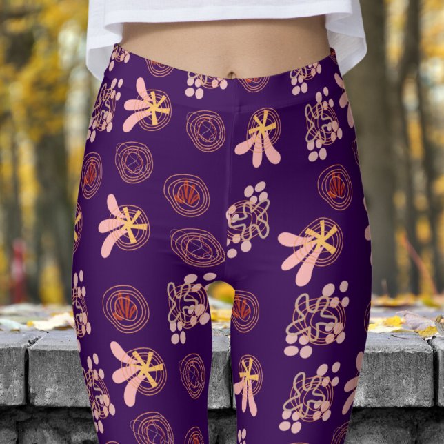 Trendig Lila Mönster Leggings (Dark Purple Pattern Leggings)