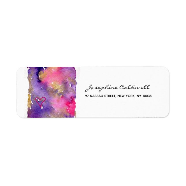 Trendig Lila och Guld Returadress för vattenfärg Returadress Etikett (Framsidan)