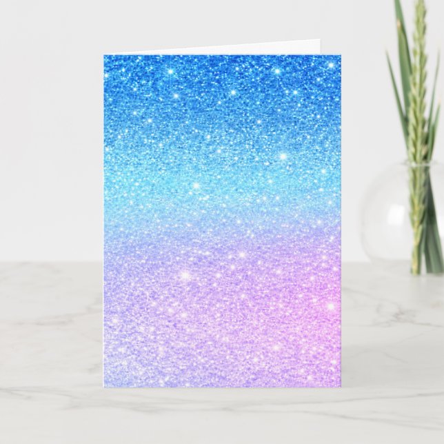Trendig lila ombré blå glitter modern kort (Framsida)