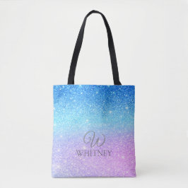 Trendig lila Ombre blå glitter modern Tygkasse