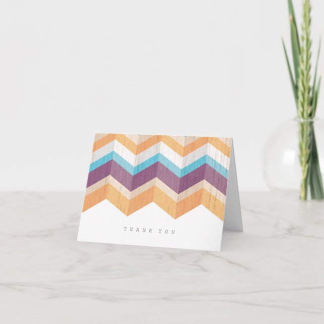 Trendig Lila Orange & Blue Chevron Tack Kort (Framsida)
