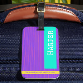 Trendig Lila Personlig Namn Bagagebricka