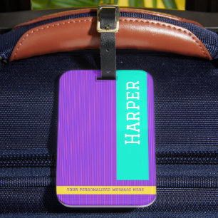 Trendig Lila Personlig Namn Bagagebricka