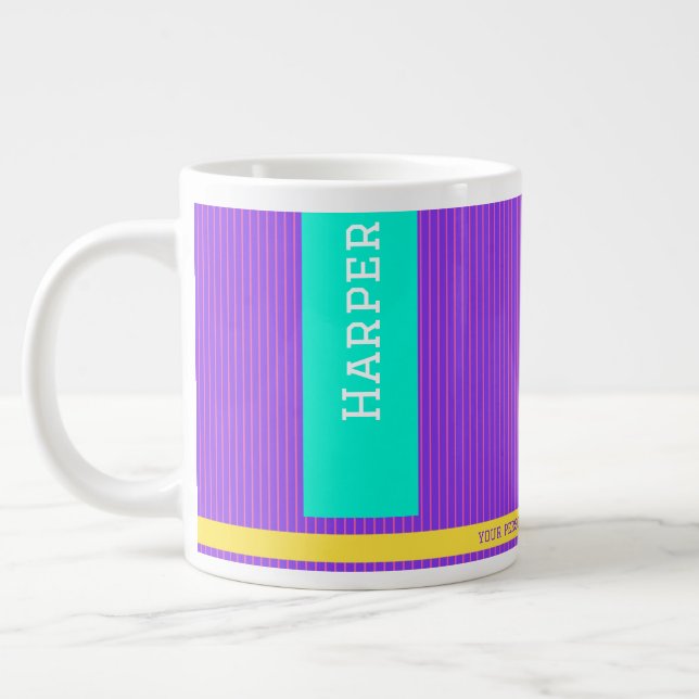 Trendig Lila Personlig Namn Jumbo Mugg (Vänster)