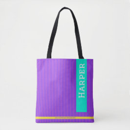 Trendig Lila Personlig Namn och Monogram Tygkasse