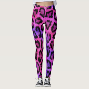 Trendig Lila Rosa Leopard Skriv ut Mönster Leggings