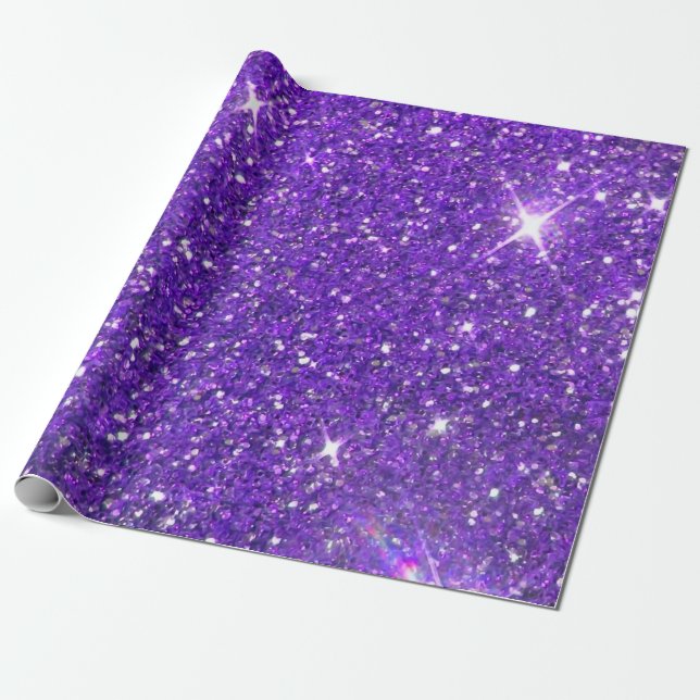 Trendig Lila Sparkling Glitter Glitz Presentpapper (Utrullad)