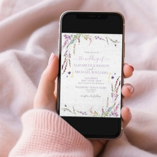 Trendig Lilac Lavender Blommigt Photo Garden Weddi Inbjudningar