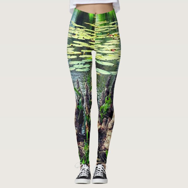 Trendig Lily Pad Camouflage Titta Leggings (Framsida)
