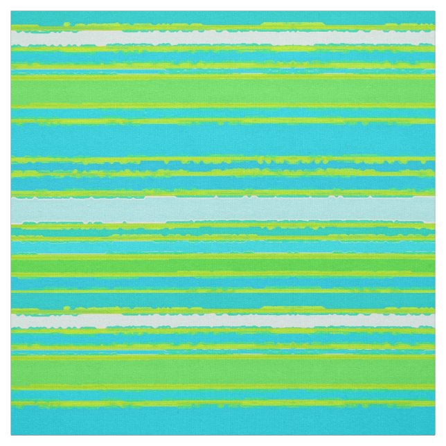 Trendig Lime Green Aqua Turquise Rand Mönster Tyg (Provkarta)
