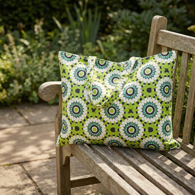 Trendig Lime Green & Black Geometric Mönster Tyg (Skapare uppladdad)