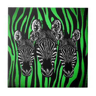 Trendig Lime Zebra Herd vid Zebra tryck Kakelplatta