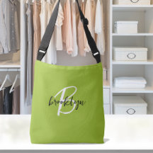Trendig Limegrön Svart Vit Skrift Monogram
