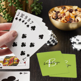 Trendig Limegrön Svart Vit Skrift Monogram Casinokort