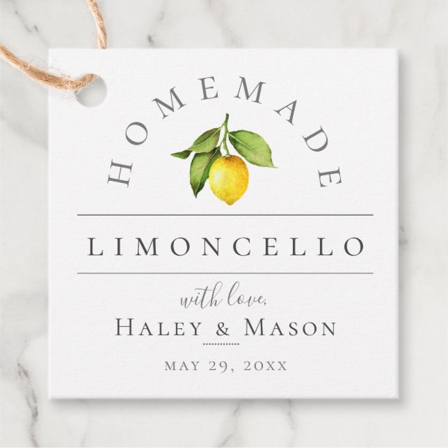 Trendig Limoncello Bröllop Gåvor Etiketter (Framsida)