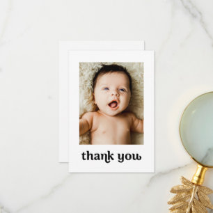 Trendig liten Modern 2 Baby Fotos Tack så mycket Kort