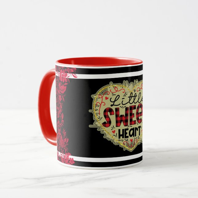 Trendig Little Heart Glitter Valentines day Mugg (Framsida vänster)