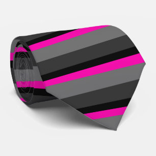trendig ljusnyare rosa svart och grått strimlad slips