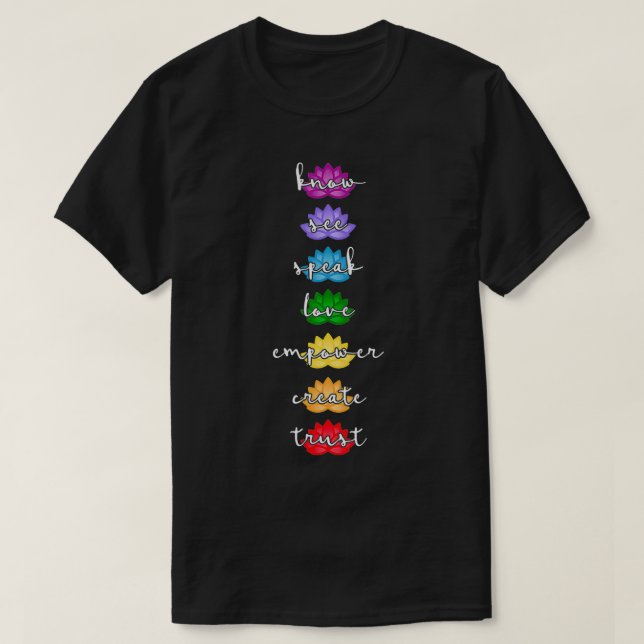 Trendig Lotus Chakra Rainbow T Shirt (Design framsida)