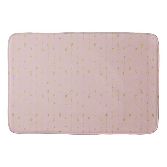 Trendig Lotus Rosa & Guld Boho Arrows Bath Mat Badrumsmatta (Framsidan)