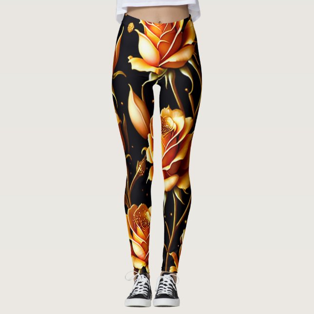 Trendig Luxury Big Guld Ro Collection Leggings (Framsida)