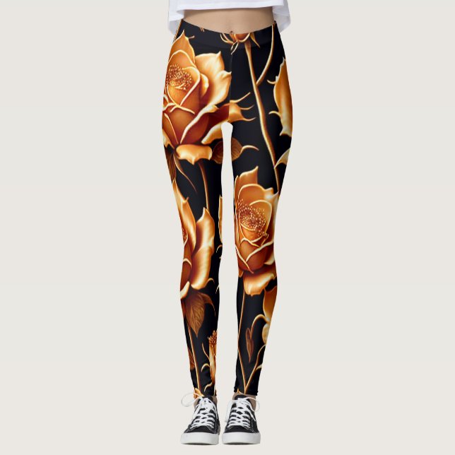 Trendig Luxury Boho Guld Ro Collection Leggings (Framsida)