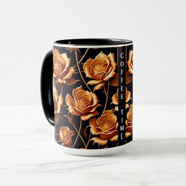 Trendig Luxury Boho Guld Ro Collection Mugg (Framsida vänster)