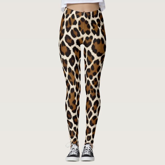 Trendig Luxury White Leopard Elegant Collection Leggings (Framsida)