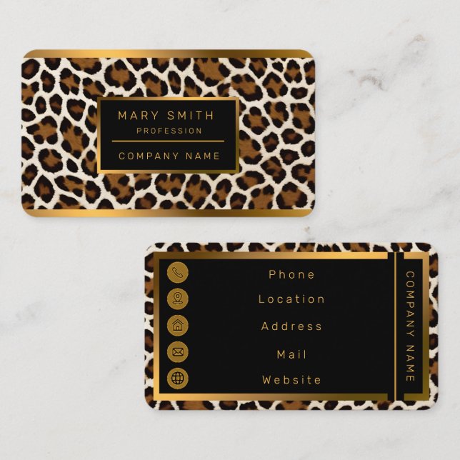 Trendig Luxury White Leopard Elegant Collection Visitkort (Fram/baksida)