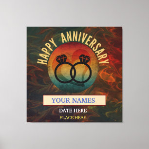 trendig lycklig-årsjubileum, två gåvor canvastryck