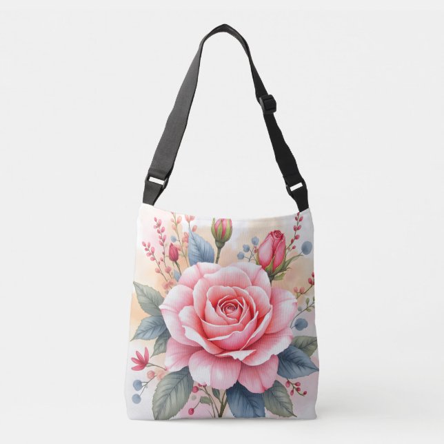 Trendig Lyx Rosa Rosor Vacker Kollektion Axelväska (Framsida)
