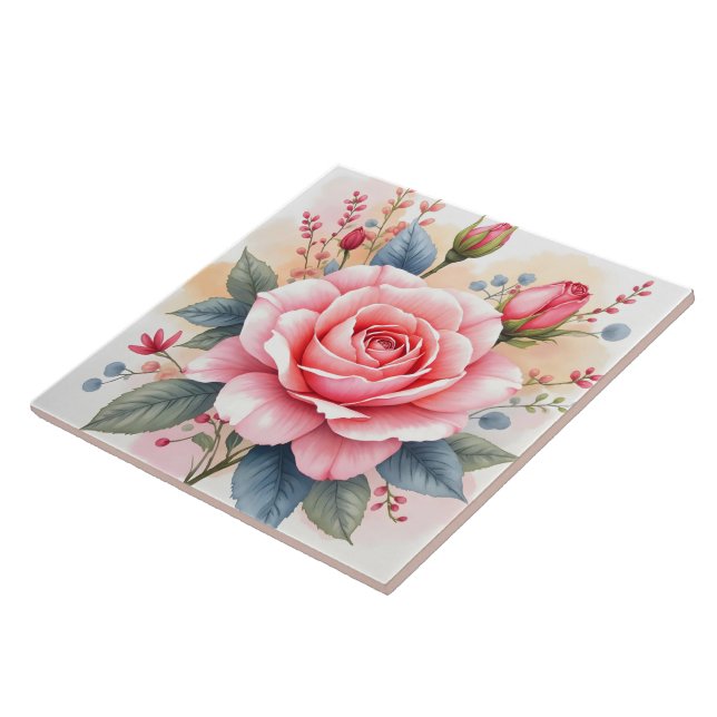 Trendig Lyx Rosa Rosor Vacker Kollektion Kakelplatta (Sidan)