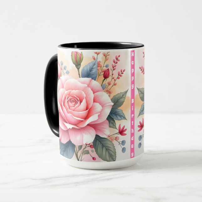 Trendig Lyx Rosa Rosor Vacker Kollektion Mugg (Framsida vänster)