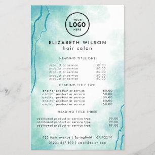 Trendig Lyx Salon Prislista Mall Flygblad