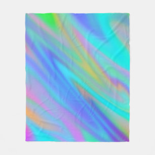 Trendig lyxblått grönt blått lila faux holoGraph Fleecefilt