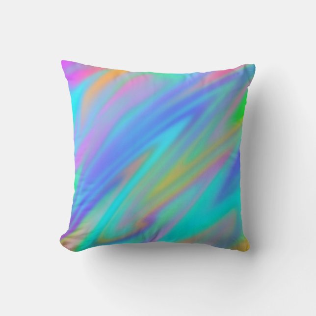 Trendig lyxblått grönt blått lila faux holoGraph Kudde (Framsida)