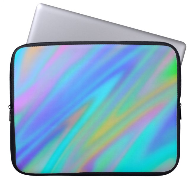 Trendig lyxblått grönt blått lila faux holoGraph Laptop Fodral (Framsidan)