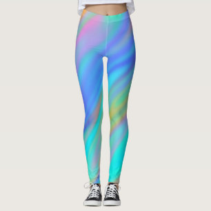 Trendig lyxblått grönt blått lila faux holoGraph Leggings
