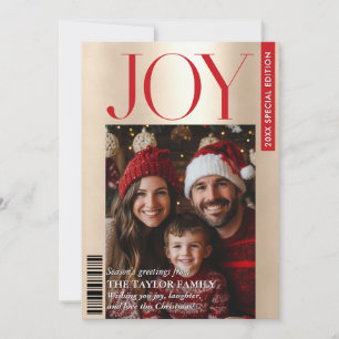 Trendig Magazine Cover Family Photo jul Joy Inbjudningar