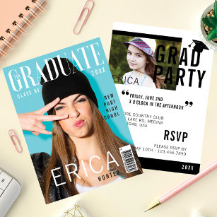 Trendig Magazine Cover Inspired Grad-inbjudan Inbjudningar