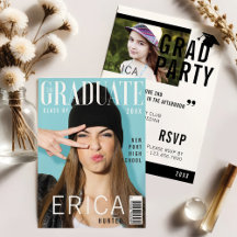Trendig Magazine Cover Inspired Grad-inbjudan