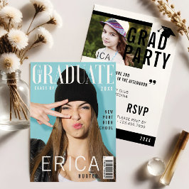 Trendig Magazine Cover Inspired Grad-inbjudan Inbjudningar